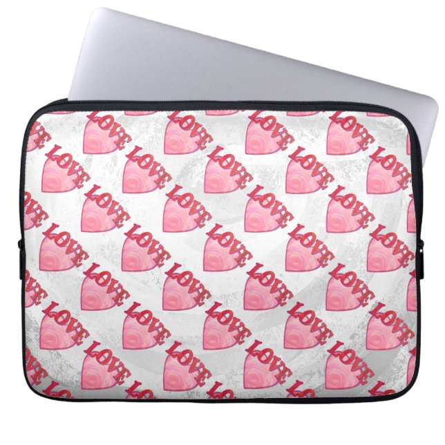 Rosa Kärlek Heart Mönster Laptop Sleeve (Framsidan)