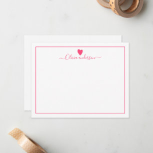 Rosa Kärlek Heart Personlig Note Card Anteckningskort
