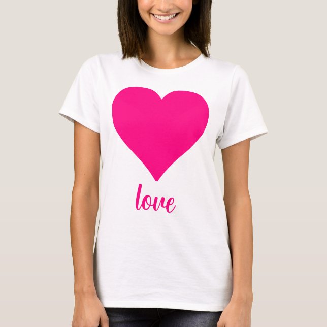 Rosa Kärlek Heart Shape T Shirt (Framsida)