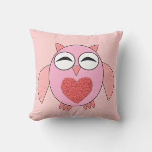 Rosa Kärlek Heart Uggla Exdoor Pillow Utomhuskudde