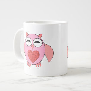 Rosa Kärlek Heart Uggla Mugg Jumbo Mugg