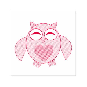 Rosa Kärlek Heart Uggla Self Inking Frimärke Självfärgande Stämpel