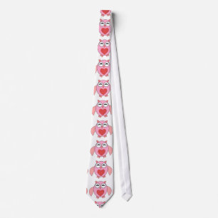 Rosa Kärlek Heart Uggla Tie Slips