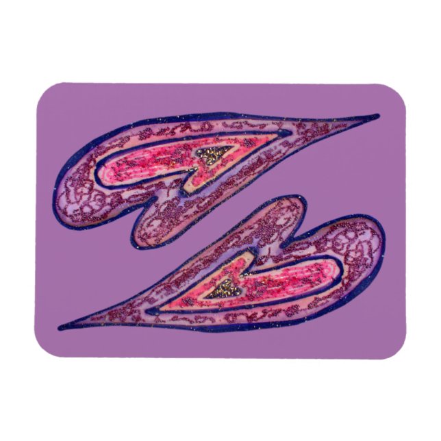 Rosa Kärlek Hearts Art Inspirational Fridge Magnet (Horisontell)