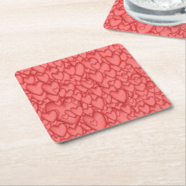 Rosa Kärlek Hearts Decorative Underlägg Papper Kvadrat