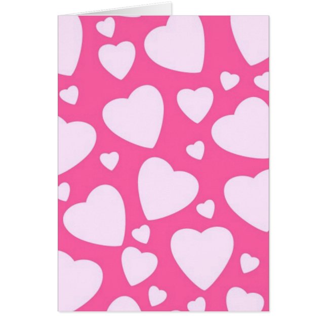 Rosa Kärlek Hearts Hälsningskort (Framsidan)