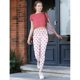 Rosa Kärlek Hearts Mönster Yoga Travel Mode Party Leggings