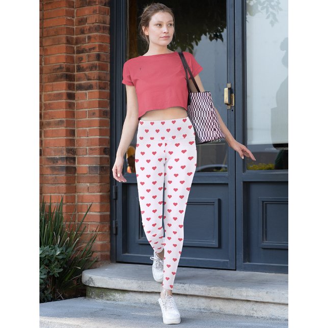 Rosa Kärlek Hearts Mönster Yoga Travel Mode Party Leggings (Pink Love Hearts Pattern Yoga Travel Fashion Party Leggings)