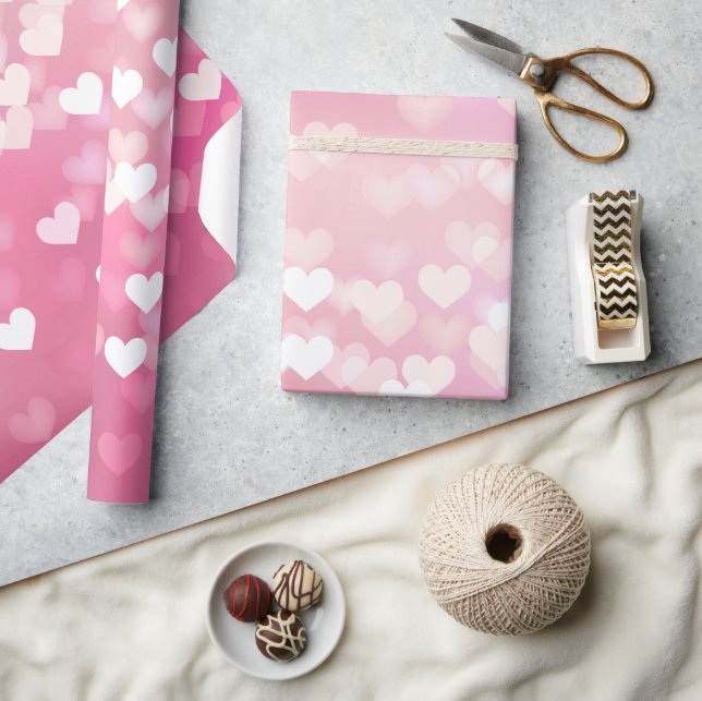 Rosa Kärlek Hearts Wrapping Papper Presentpapper (Hantverk)