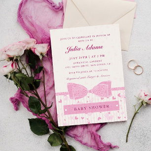Rosa kärlek hjärta band slinga baby shower inbjudningar