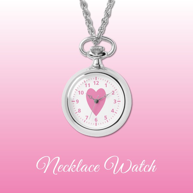 Rosa kärlek hjärta Necklace Watch Armbandsur (Skapare uppladdad)