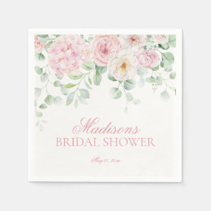 Rosa kärlek i blom Bröllopsdusch med Hydrangea Pappersservett