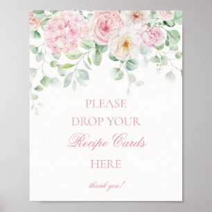 Rosa Kärlek i Bloom Blommigt Hydrangea  en Recept Poster