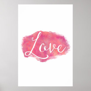 Rosa Kärlek inspirationskvällfärgscitat Poster