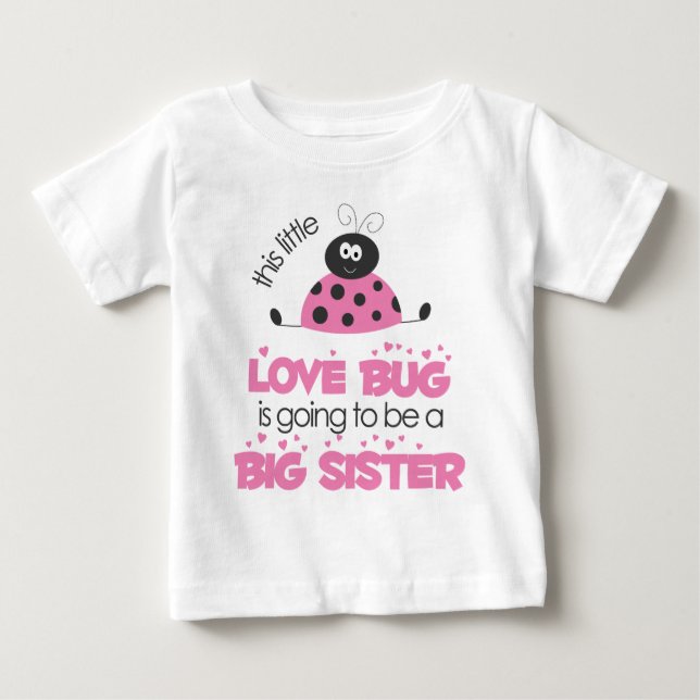 Rosa Kärlek kryp Big Sister T Shirt (Framsida)