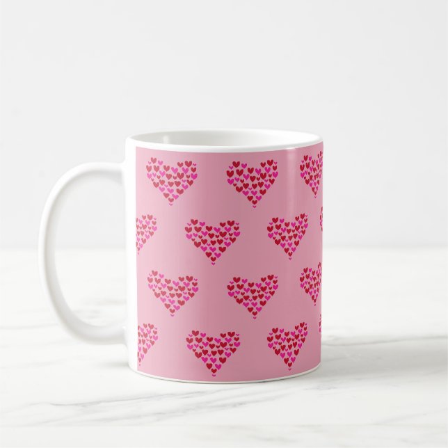Rosa Kärlek Mönster Heart Graphic Kaffemugg (Vänster)