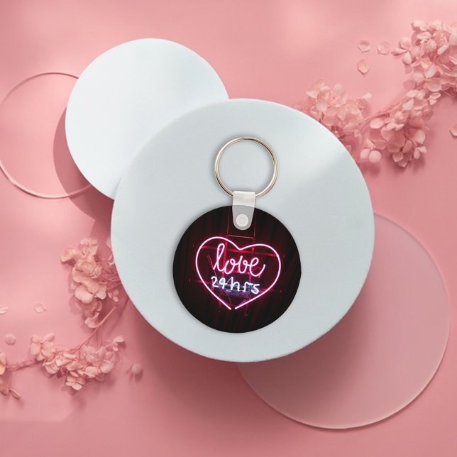 rosa kärlek nyonljussignalen Nyckelkedjor Nyckelring (pink love neon light sign Keychains)