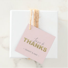 Rosa kärlek och tack-märkningsetiketter gåvor etiketter