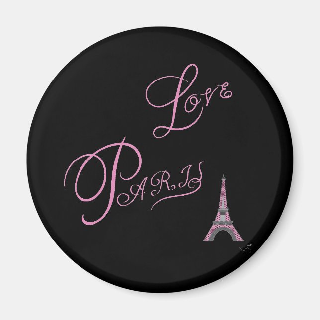 Rosa-Kärlek-Paris-Eiffel-Torn-Unik Magnet (Framsidan)