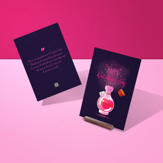 Rosa Kärlek Potion Flaska Glad Alla hjärtans dagsk Julkort