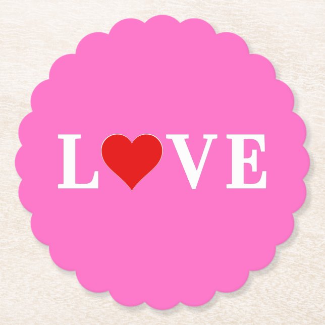 Rosa KÄRLEK Romantisk Elegant Underlägg Papper (Framsida)