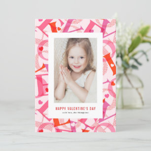 Rosa KÄRLEK Typografi Foto Glad Alla hjärtans dag Julkort