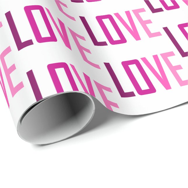 Rosa Kärlek Typografi mönster Presentpapper (Rullad Hörn)