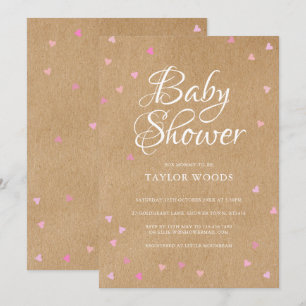Rosa kärlekshjärtan Baby Shower / Strö Bröllop Rus Inbjudningar