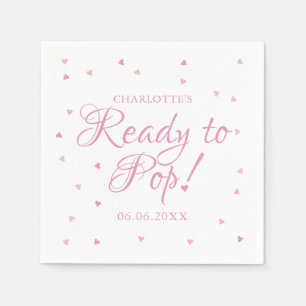 Rosa kärlekshjärtan redo att poppa baby shower pappersservett