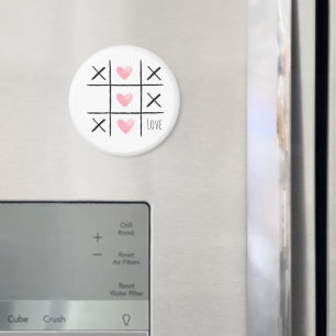Rosa Kärlekshjärter Tic Tac Toe Magnet