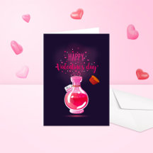 Rosa Kärlekspotion Glad Alla Hjärtans Dag Faltkort