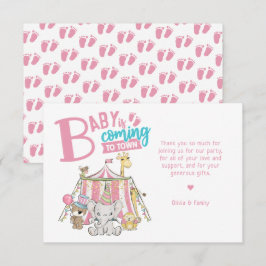 Rosa Karneval Cirkus Baby Shower Tack Kort