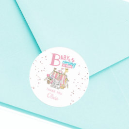 Rosa karnevalscirkus Baby Shower-dekal Runt Klistermärke