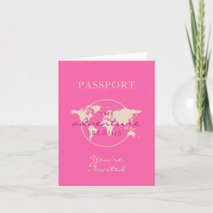 Rosa Kartäventyr Baby Shower Pass Fotvikning Inbjudan