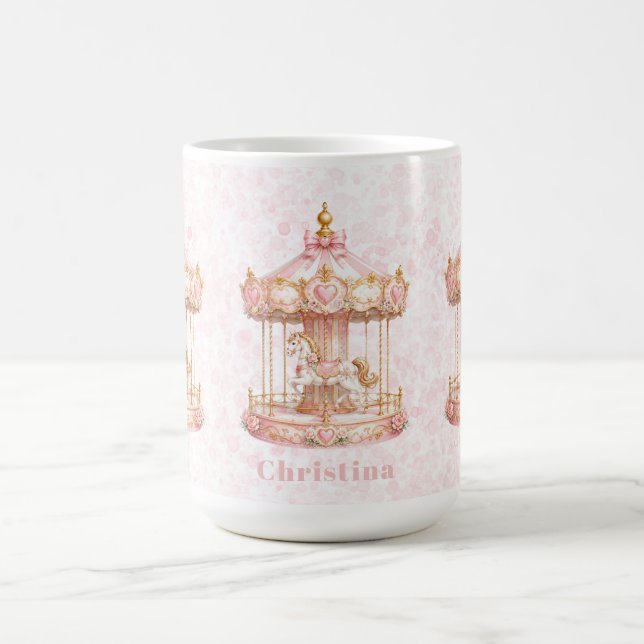 Rosa Karusell Prinsessa Födelsedagsfest  Kaffemugg (Center)