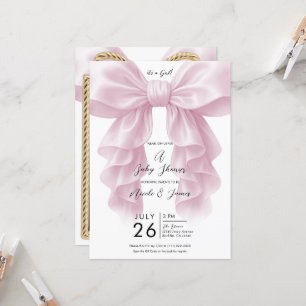 Rosa kaskad veckad rosett elegant baby shower inbjudningar