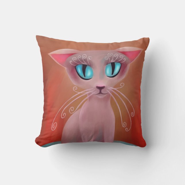 Rosa Katt Anime, Digital målning Kudde (Framsida)