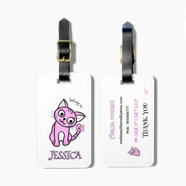 Rosa katt bagagebricka (Skapare uppladdad)