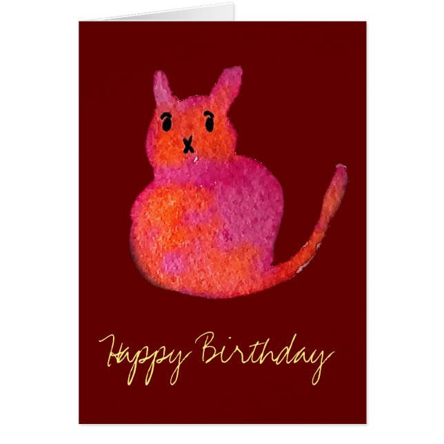 Rosa katt funky söt kitty hälsningskort (Framsidan)