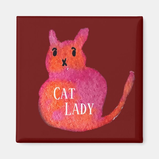 Rosa katt funky söt kitty magnet (Framsidan)