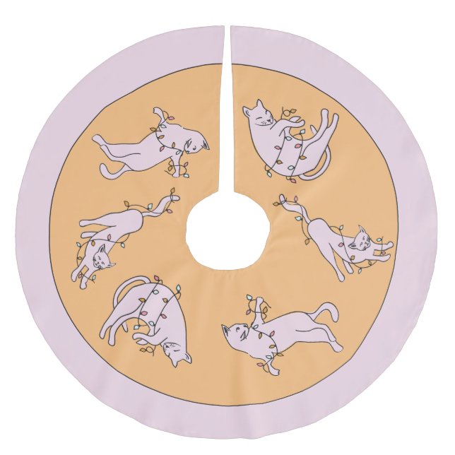 Rosa Katt julljus Julgransmatta Borstad Polyester (Framsidan)