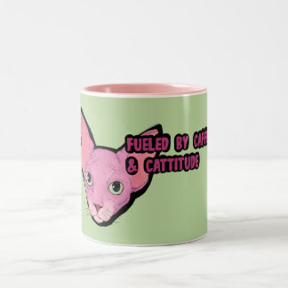 Rosa Katt Kaffe Tid Två-Tonad Mugg