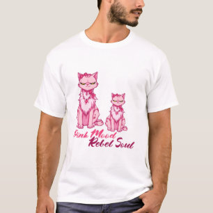 Rosa Katt Kawaii Rebellisk Själ Sassy Konst T Shirt