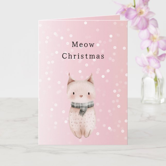 Rosa Katt Konfettiprickar Jul Kort (Orkide)