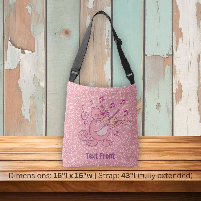 Rosa katt med fiol crossbody väska (Skapare uppladdad)