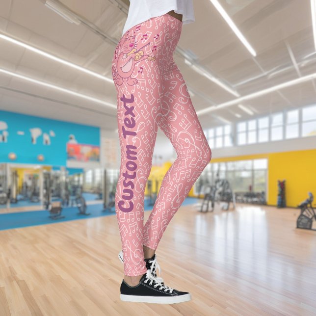 Rosa katt med fiol-läggsparken leggings (Skapare uppladdad)