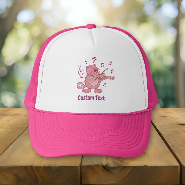 Rosa katt med fiol Trucker Hatt Keps (Skapare uppladdad)