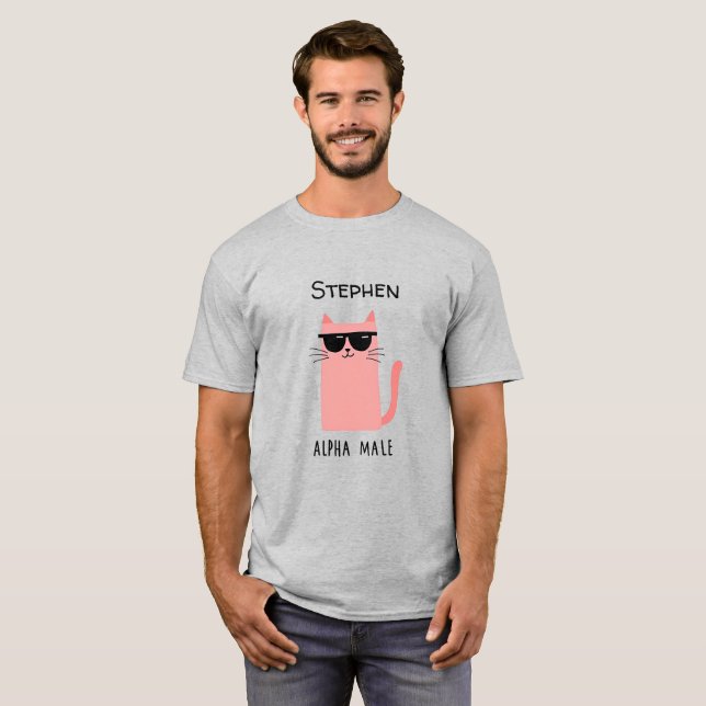 Rosa katt med solglasögon t shirt (Hel framsida)