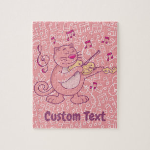 Rosa Katt med Violin Jigszle Puzzle Pussel