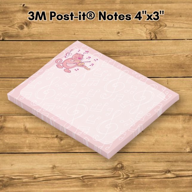 Rosa katt med violin post-it block (Skapare uppladdad)